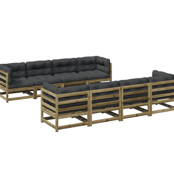 9-tlg. Garten-Sofagarnitur mit Kissen Kiefernholz Imprägniert