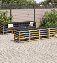 9-tlg. Garten-Sofagarnitur mit Kissen Kiefernholz Imprägniert