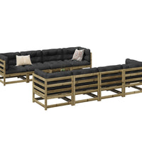 9-tlg. Garten-Sofagarnitur mit Kissen Kiefernholz Imprägniert