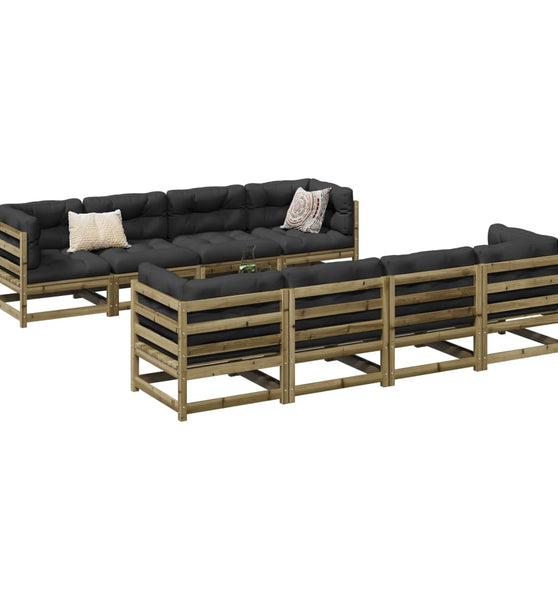 9-tlg. Garten-Sofagarnitur mit Kissen Kiefernholz Imprägniert