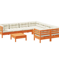 9-tlg. Garten-Sofagarnitur mit Kissen Wachsbraun Kiefernholz