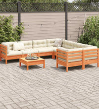 9-tlg. Garten-Sofagarnitur mit Kissen Wachsbraun Kiefernholz