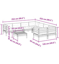 9-tlg. Garten-Sofagarnitur mit Kissen Wachsbraun Kiefernholz