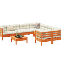 9-tlg. Garten-Sofagarnitur mit Kissen Wachsbraun Kiefernholz