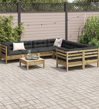 9-tlg. Garten-Sofagarnitur mit Kissen Kiefernholz Imprägniert