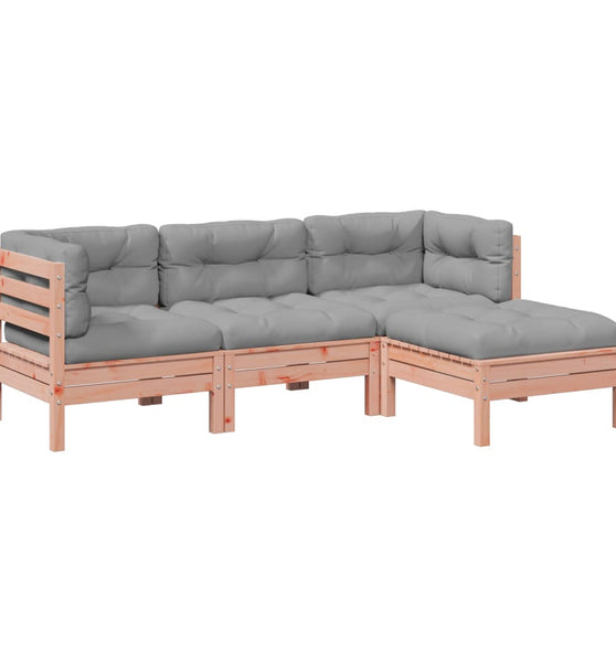 4-tlg. Garten-Sofagarnitur mit Kissen Massivholz Douglasie