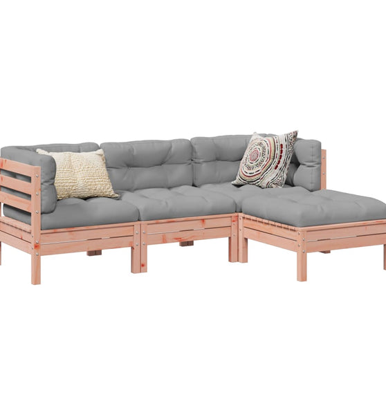 4-tlg. Garten-Sofagarnitur mit Kissen Massivholz Douglasie