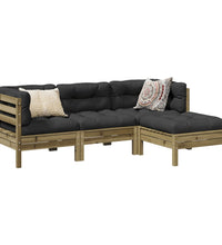 4-tlg. Garten-Sofagarnitur mit Kissen Kiefernholz Imprägniert