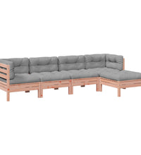 5-tlg. Garten-Sofagarnitur mit Kissen Massivholz Douglasie