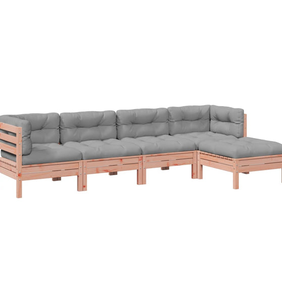 5-tlg. Garten-Sofagarnitur mit Kissen Massivholz Douglasie