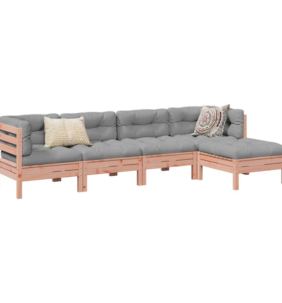 5-tlg. Garten-Sofagarnitur mit Kissen Massivholz Douglasie