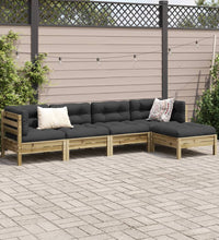 5-tlg. Garten-Sofagarnitur mit Kissen Kiefernholz Imprägniert