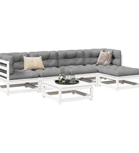 6-tlg. Garten-Sofagarnitur Weiß Massivholz Kiefer