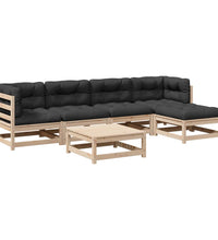 6-tlg. Garten-Sofagarnitur mit Kissen Massivholz Kiefer