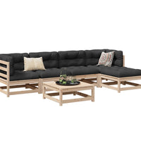 6-tlg. Garten-Sofagarnitur mit Kissen Massivholz Kiefer