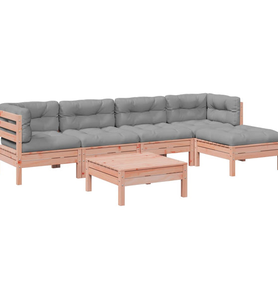 6-tlg. Garten-Sofagarnitur mit Kissen Massivholz Douglasie