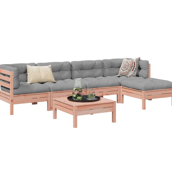 6-tlg. Garten-Sofagarnitur mit Kissen Massivholz Douglasie