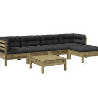 6-tlg. Garten-Sofagarnitur mit Kissen Kiefernholz Imprägniert