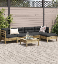 6-tlg. Garten-Sofagarnitur mit Kissen Kiefernholz Imprägniert