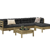 6-tlg. Garten-Sofagarnitur mit Kissen Kiefernholz Imprägniert