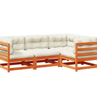 4-tlg. Garten-Sofagarnitur mit Kissen Wachsbraun Kiefernholz