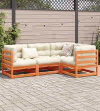 4-tlg. Garten-Sofagarnitur mit Kissen Wachsbraun Kiefernholz