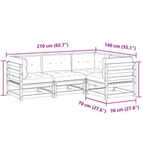 4-tlg. Garten-Sofagarnitur mit Kissen Wachsbraun Kiefernholz
