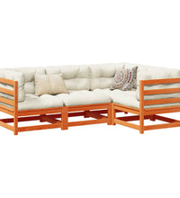 4-tlg. Garten-Sofagarnitur mit Kissen Wachsbraun Kiefernholz