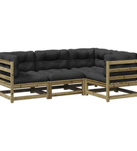 4-tlg. Garten-Sofagarnitur mit Kissen Kiefernholz Imprägniert