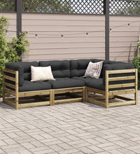 4-tlg. Garten-Sofagarnitur mit Kissen Kiefernholz Imprägniert