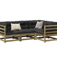 4-tlg. Garten-Sofagarnitur mit Kissen Kiefernholz Imprägniert