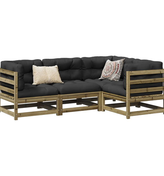 4-tlg. Garten-Sofagarnitur mit Kissen Kiefernholz Imprägniert