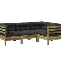 4-tlg. Garten-Sofagarnitur mit Kissen Kiefernholz Imprägniert