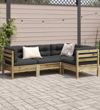 4-tlg. Garten-Sofagarnitur mit Kissen Kiefernholz Imprägniert