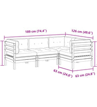 4-tlg. Garten-Sofagarnitur mit Kissen Kiefernholz Imprägniert