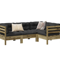 4-tlg. Garten-Sofagarnitur mit Kissen Kiefernholz Imprägniert