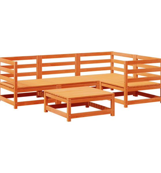 5-tlg. Garten-Sofagarnitur Wachsbraun Massivholz Kiefer