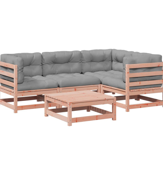 5-tlg. Garten-Sofagarnitur mit Kissen Massivholz Douglasie