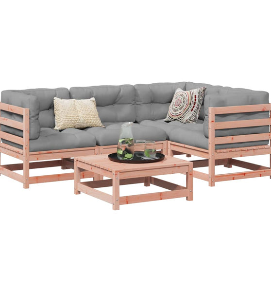 5-tlg. Garten-Sofagarnitur mit Kissen Massivholz Douglasie