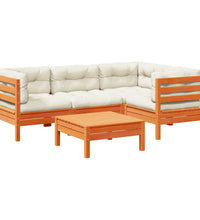 5-tlg. Garten-Sofagarnitur mit Kissen Wachsbraun Kiefernholz