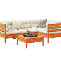 5-tlg. Garten-Sofagarnitur mit Kissen Wachsbraun Kiefernholz