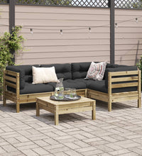 5-tlg. Garten-Sofagarnitur mit Kissen Kiefernholz Imprägniert