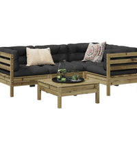 5-tlg. Garten-Sofagarnitur mit Kissen Kiefernholz Imprägniert
