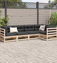 5-tlg. Garten-Sofagarnitur mit Kissen Massivholz Kiefer