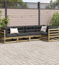5-tlg. Garten-Sofagarnitur mit Kissen Kiefernholz Imprägniert