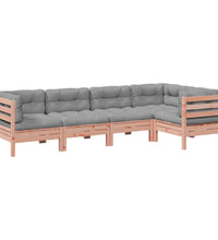 5-tlg. Garten-Sofagarnitur mit Kissen Massivholz Douglasie