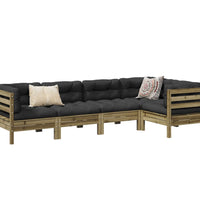 5-tlg. Garten-Sofagarnitur mit Kissen Kiefernholz Imprägniert