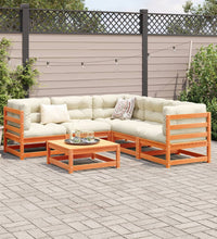 6-tlg. Garten-Sofagarnitur Wachsbraun Massivholz Kiefer