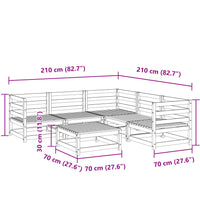 6-tlg. Garten-Sofagarnitur Wachsbraun Massivholz Kiefer