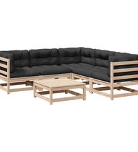 6-tlg. Garten-Sofagarnitur mit Kissen Massivholz Kiefer
